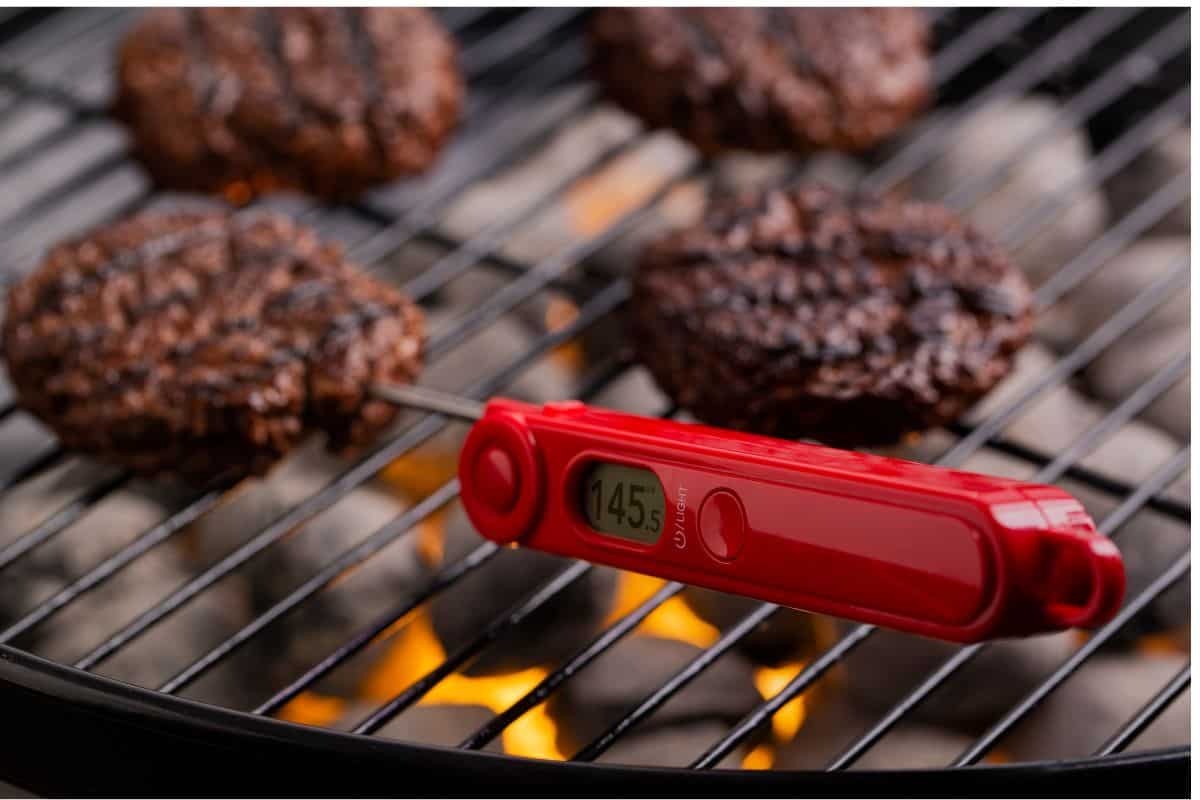 burger with meat thermometer