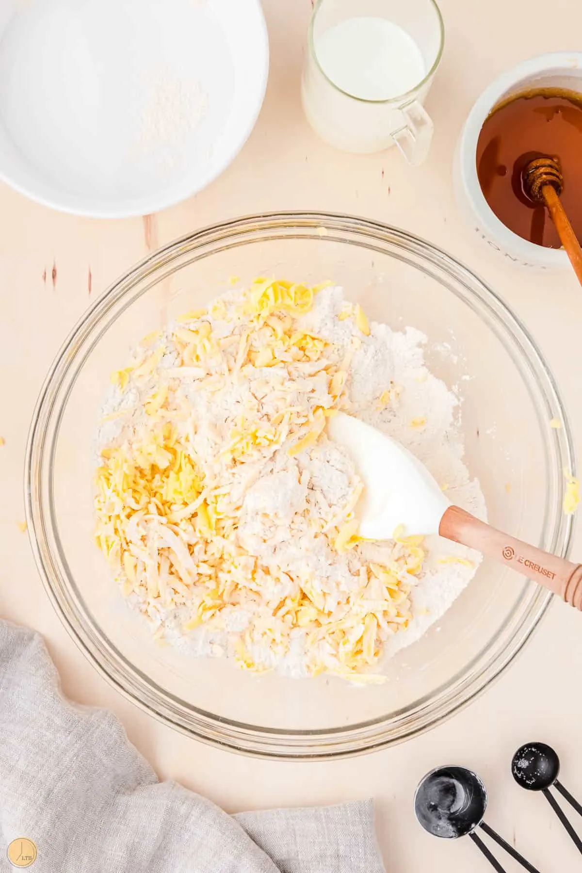 biscuit dough in a large mixing bowl