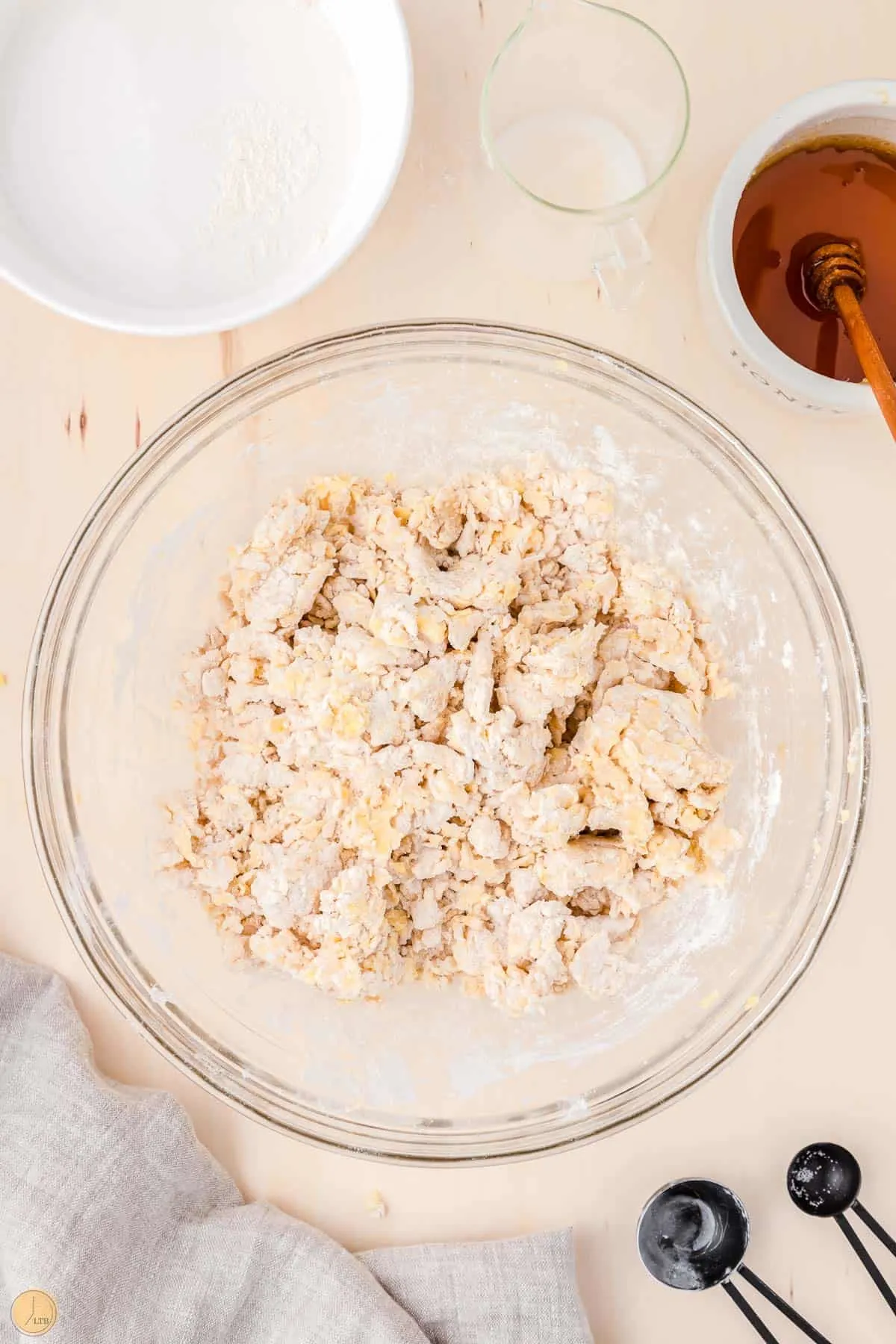 mix wet ingredients until a shaggy dough forms
