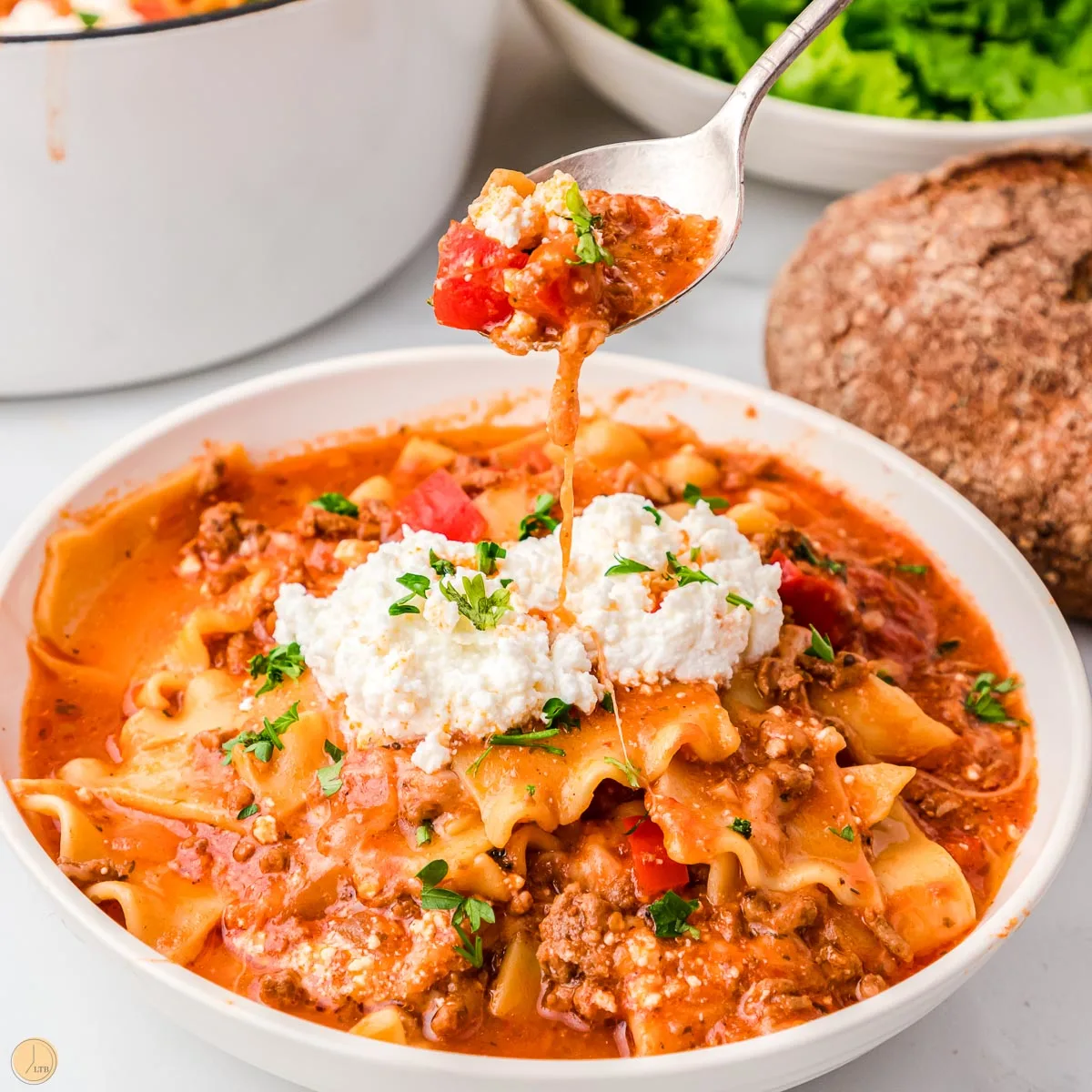 classic flavors of lasagna but in a one pot soup meal