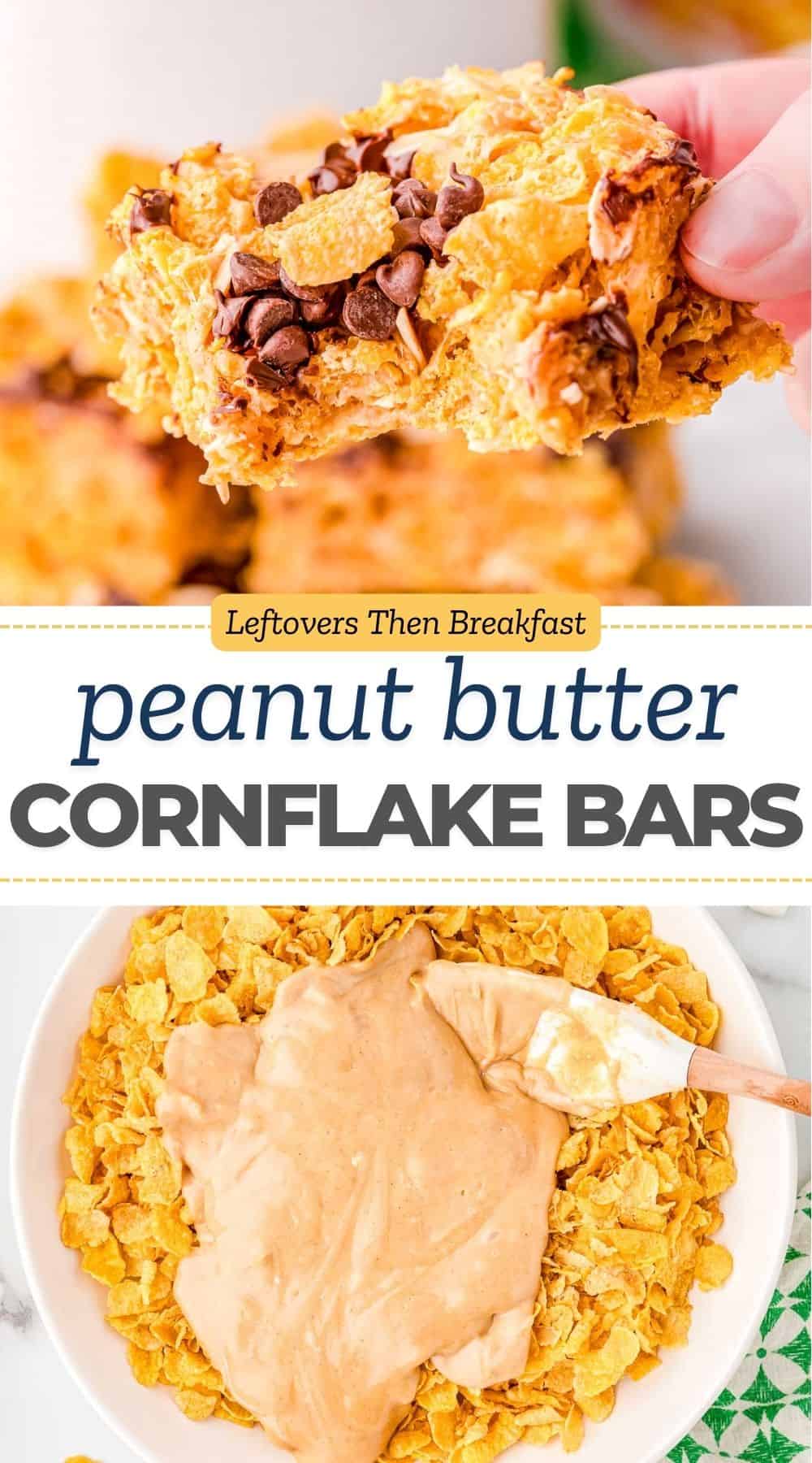 Pinterest pin image for peanut butter cornflake bars