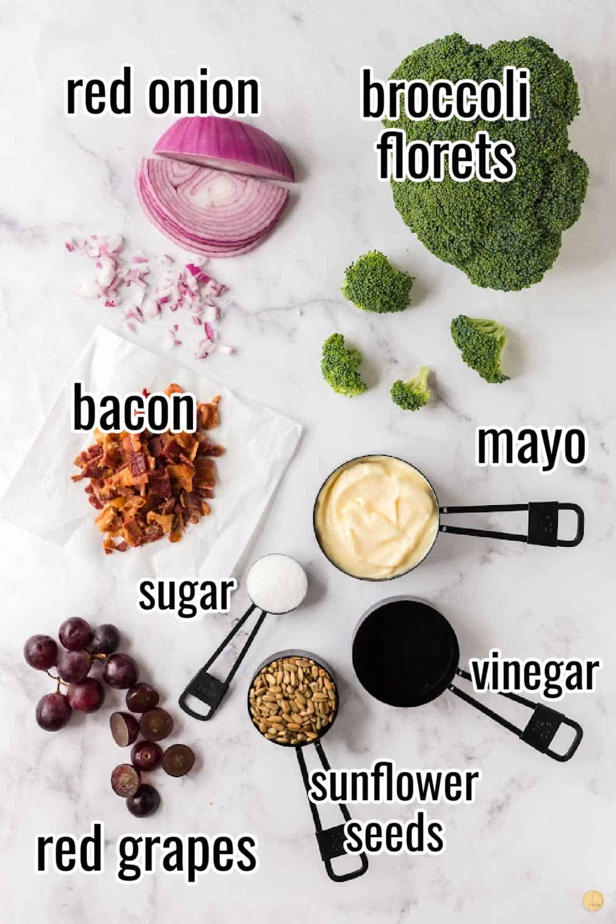 ingredients for broccoli grape salad