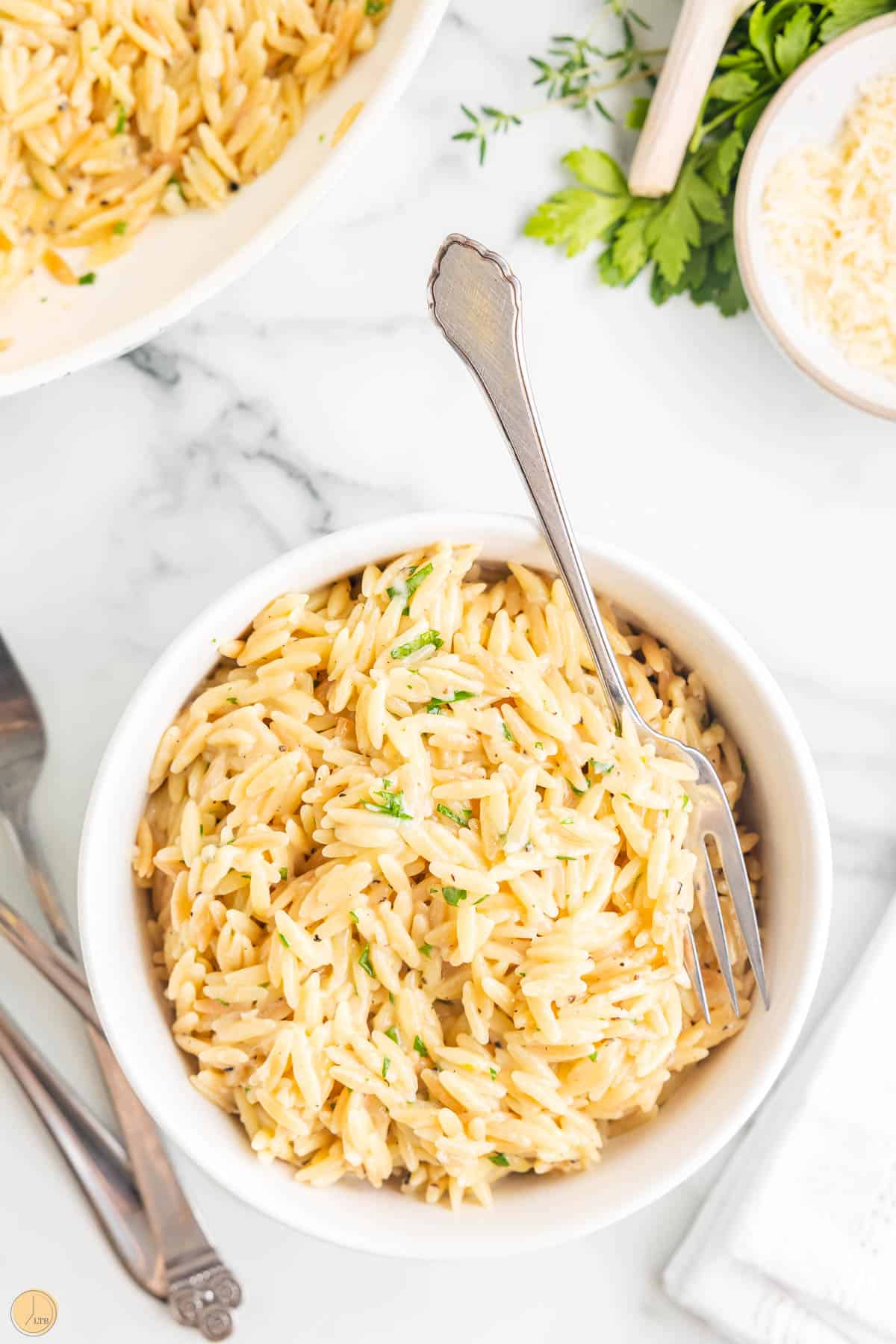 parmesan orzo is the perfect side dish