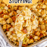 stuffing from a box in a spoon