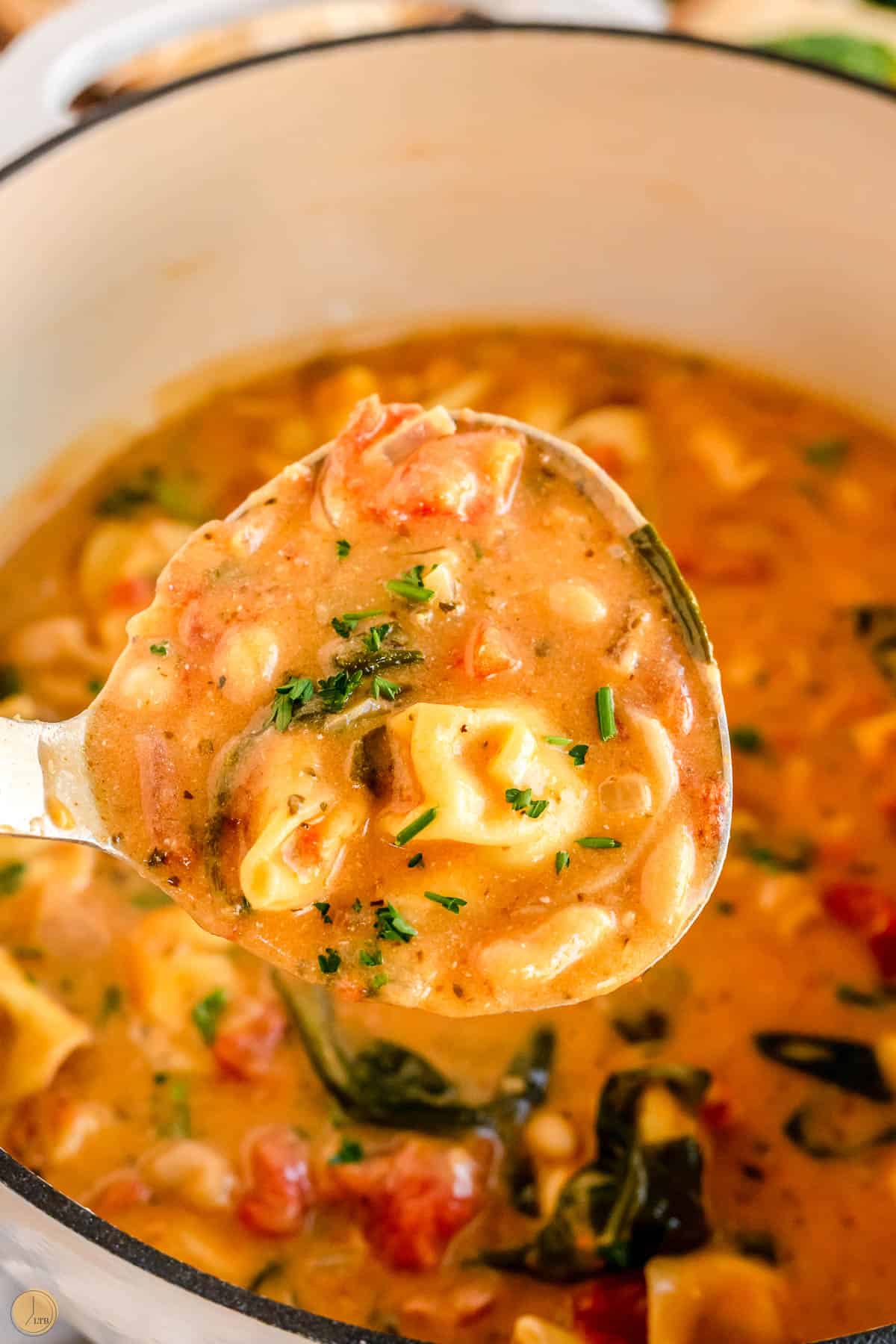 tuscan tortellini soup is a flavorful soup for chilly evenings