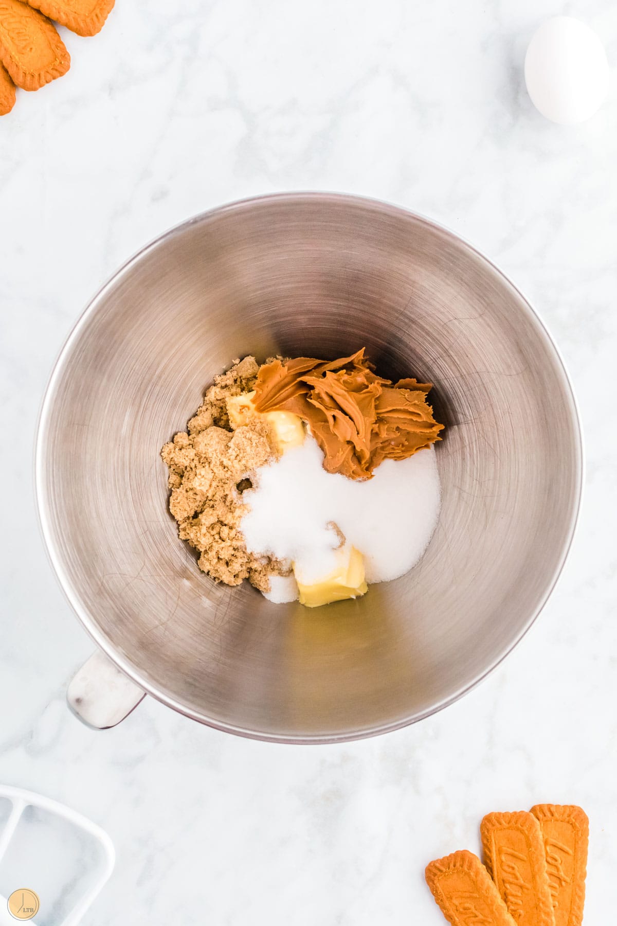 sugar and cookie butter in a bowl