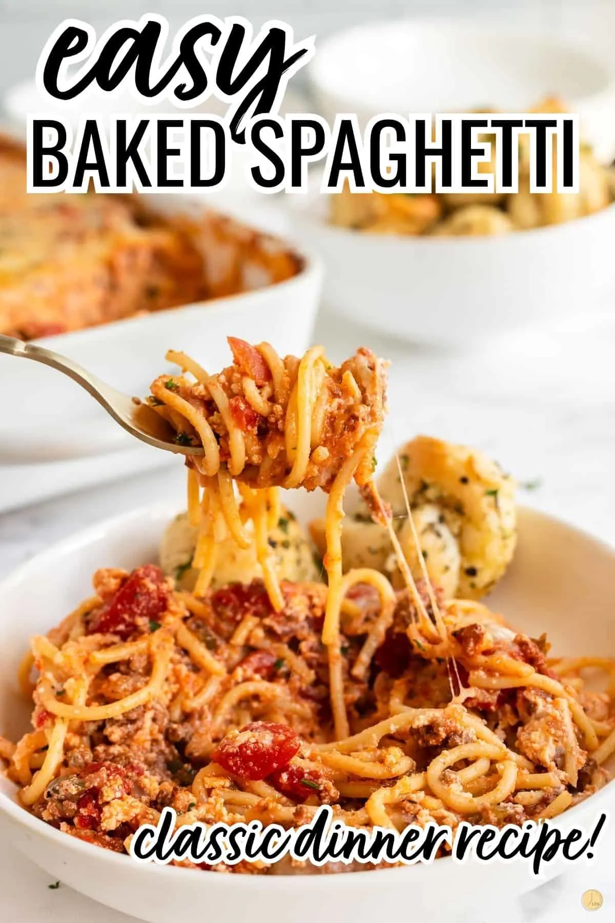 freezer meal of classic baked spaghetti casserole