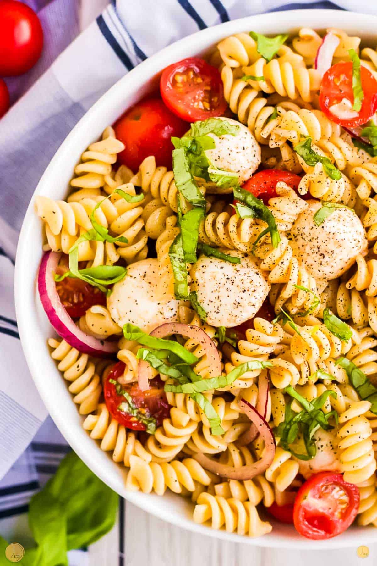 summer pasta salad with fresh ingredients