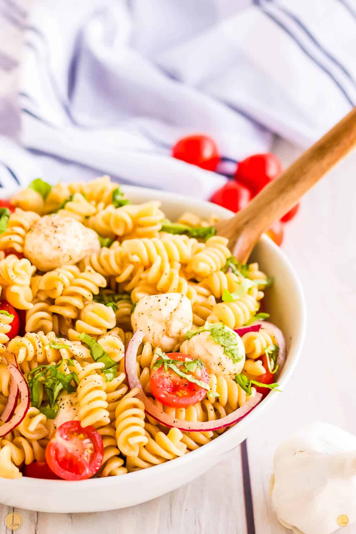 pasta salad with tomatoes and mozzarella