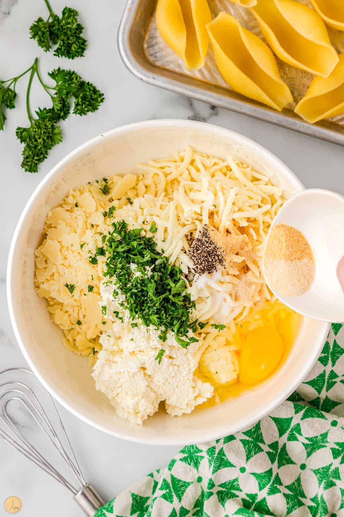 cheese and spices in a bowl