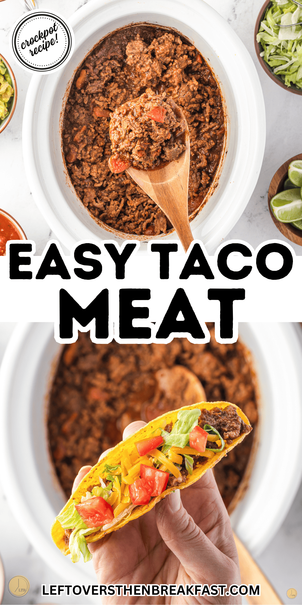 crockpot taco meat with tacos for an easy weeknight meal.