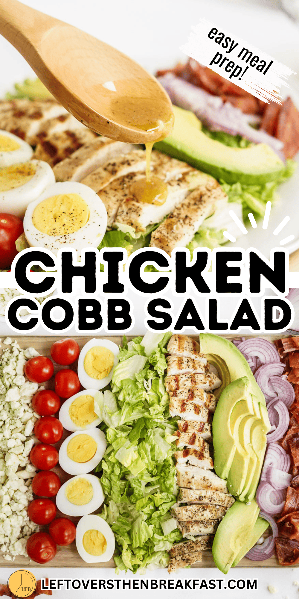 chicken cobb salad collage