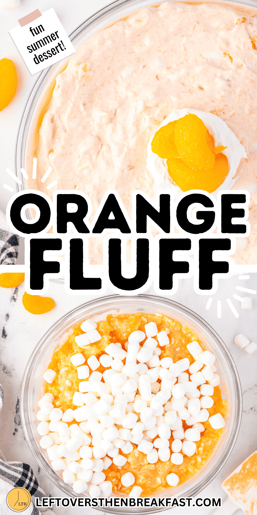 orange fluff salad collage