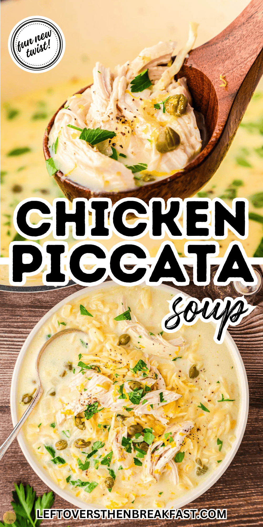 collage of chicken piccata soup pictures