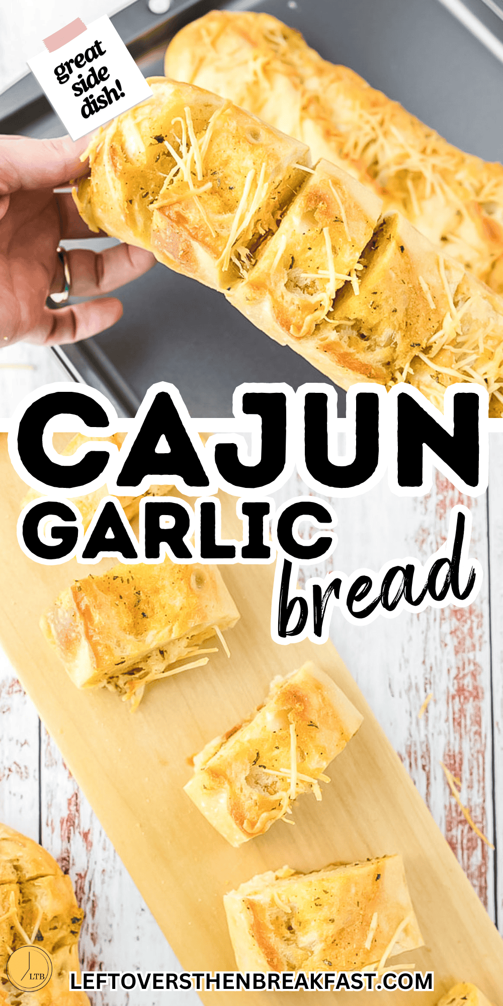 collage of cajun garlic bread pictures