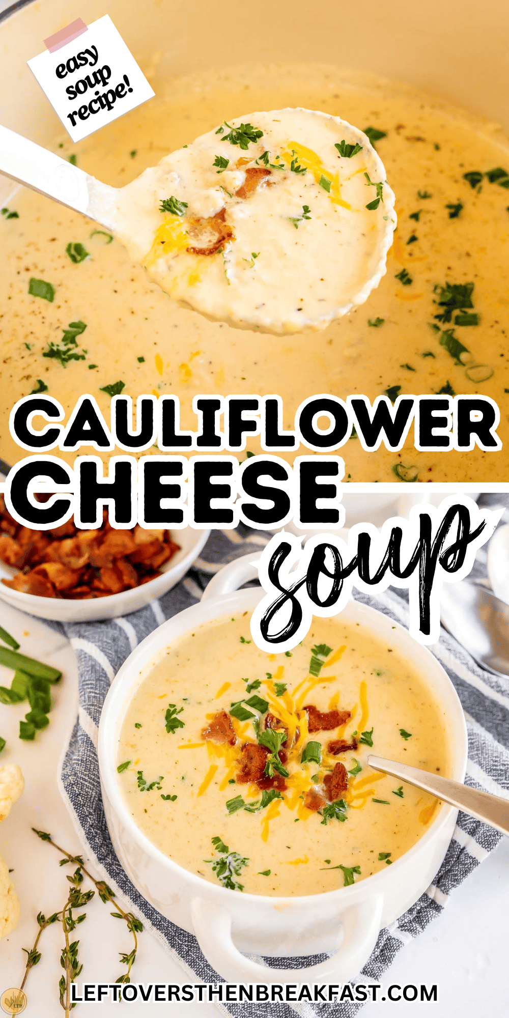 collage of cauliflower cheese soup pictures