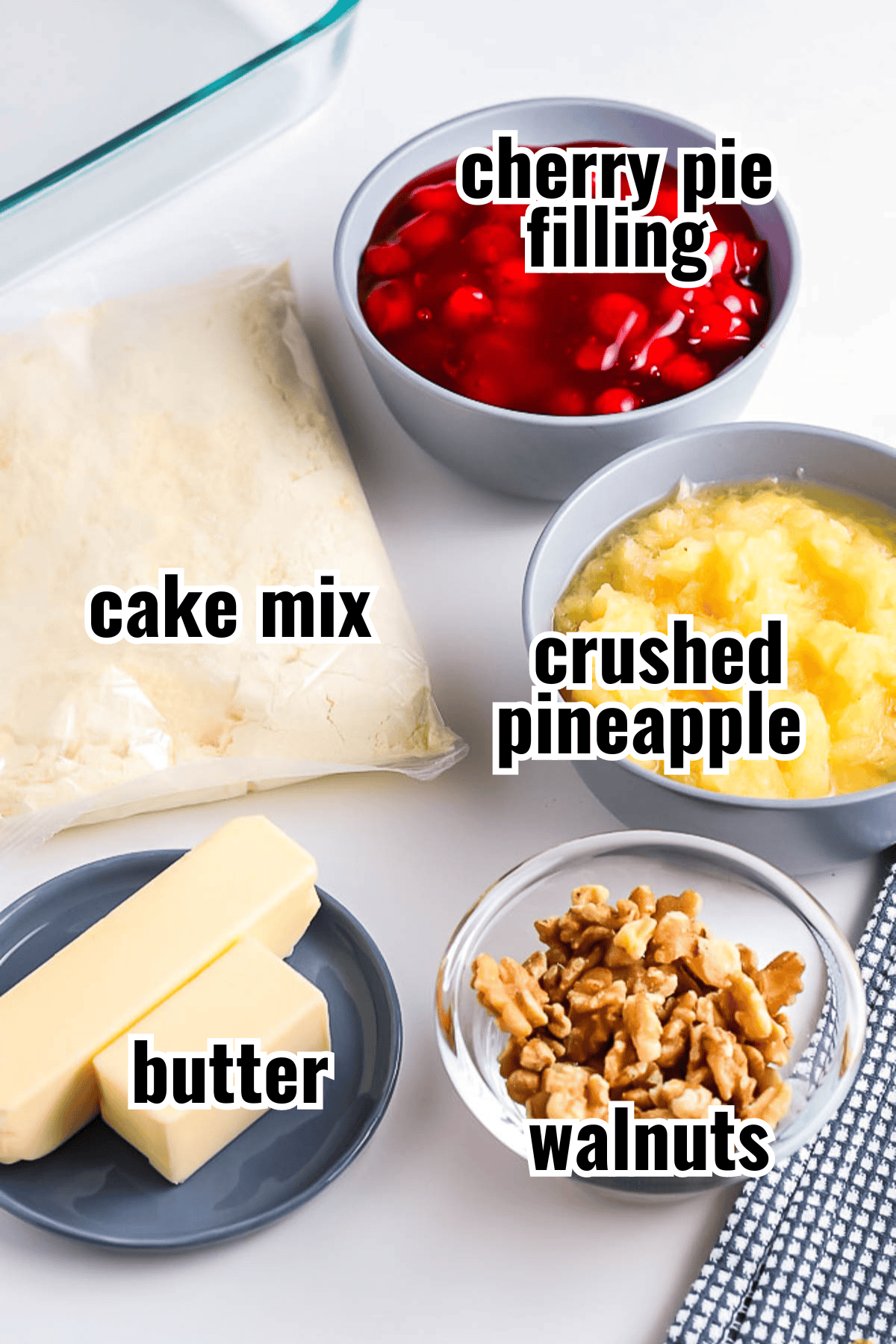 ingredients for a cherry dump cake