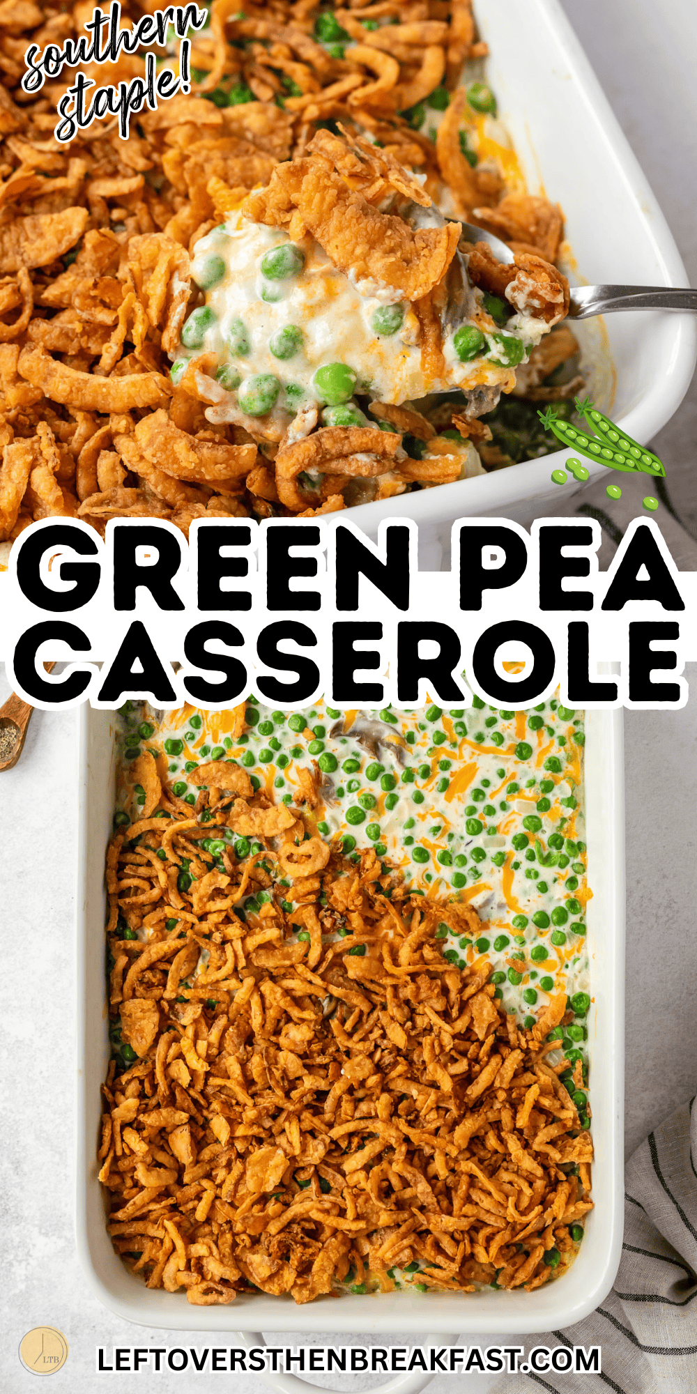 collage of green pea casserole pictures