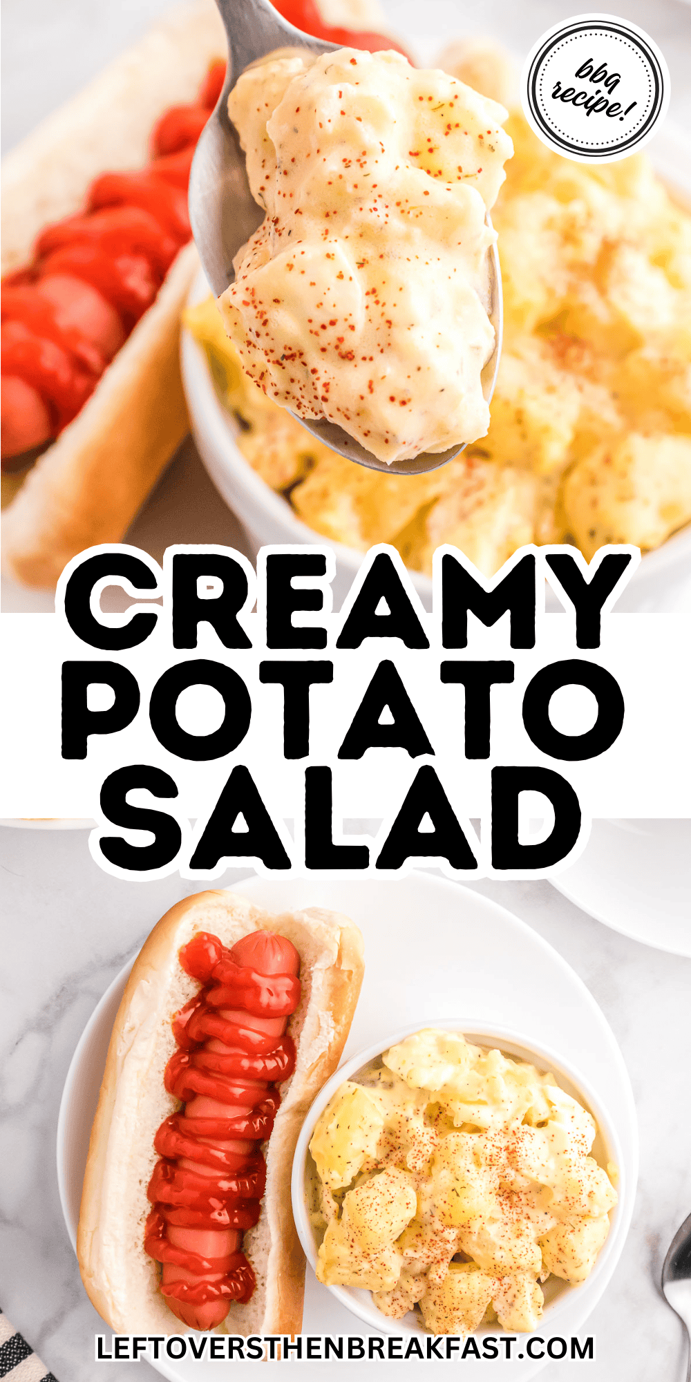 potato salad and hot dogs on a plate
