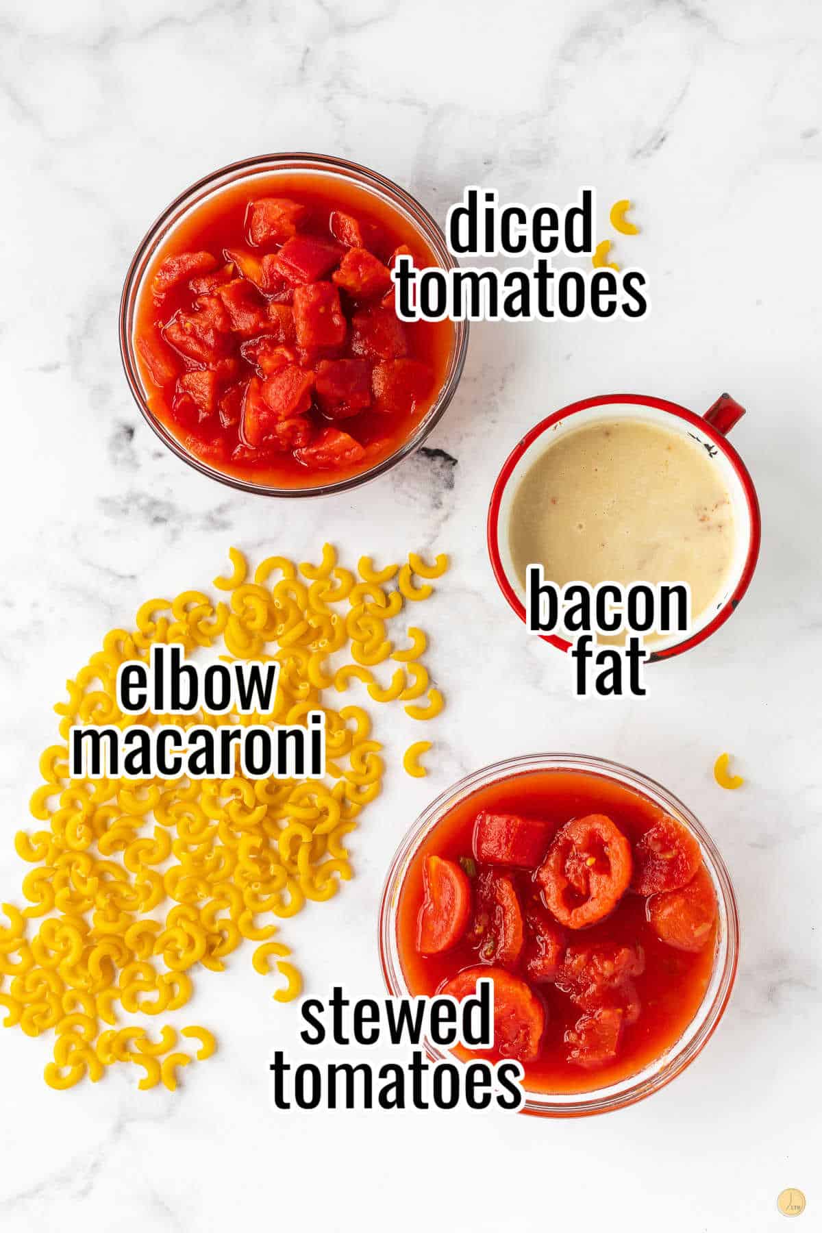 ingredients in clear bowls