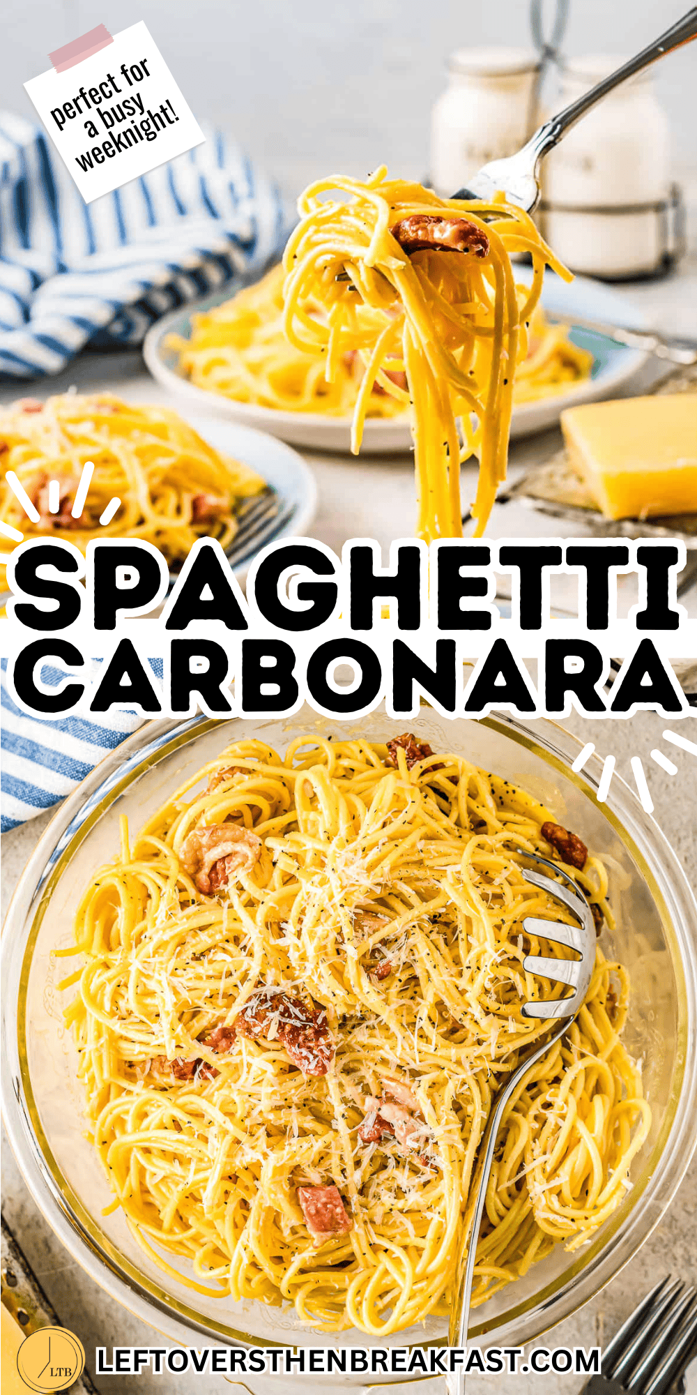 collage of spaghetti carbonara pictures