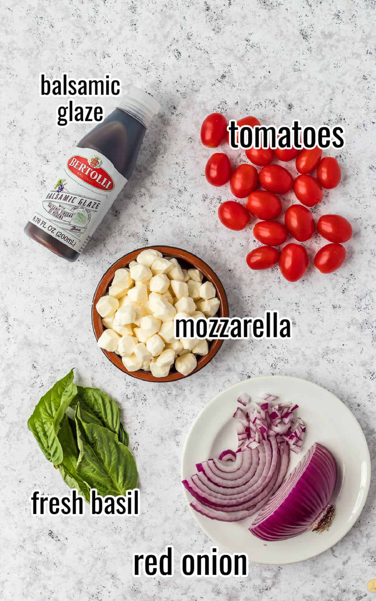 ingredients for tomato mozzarella salad