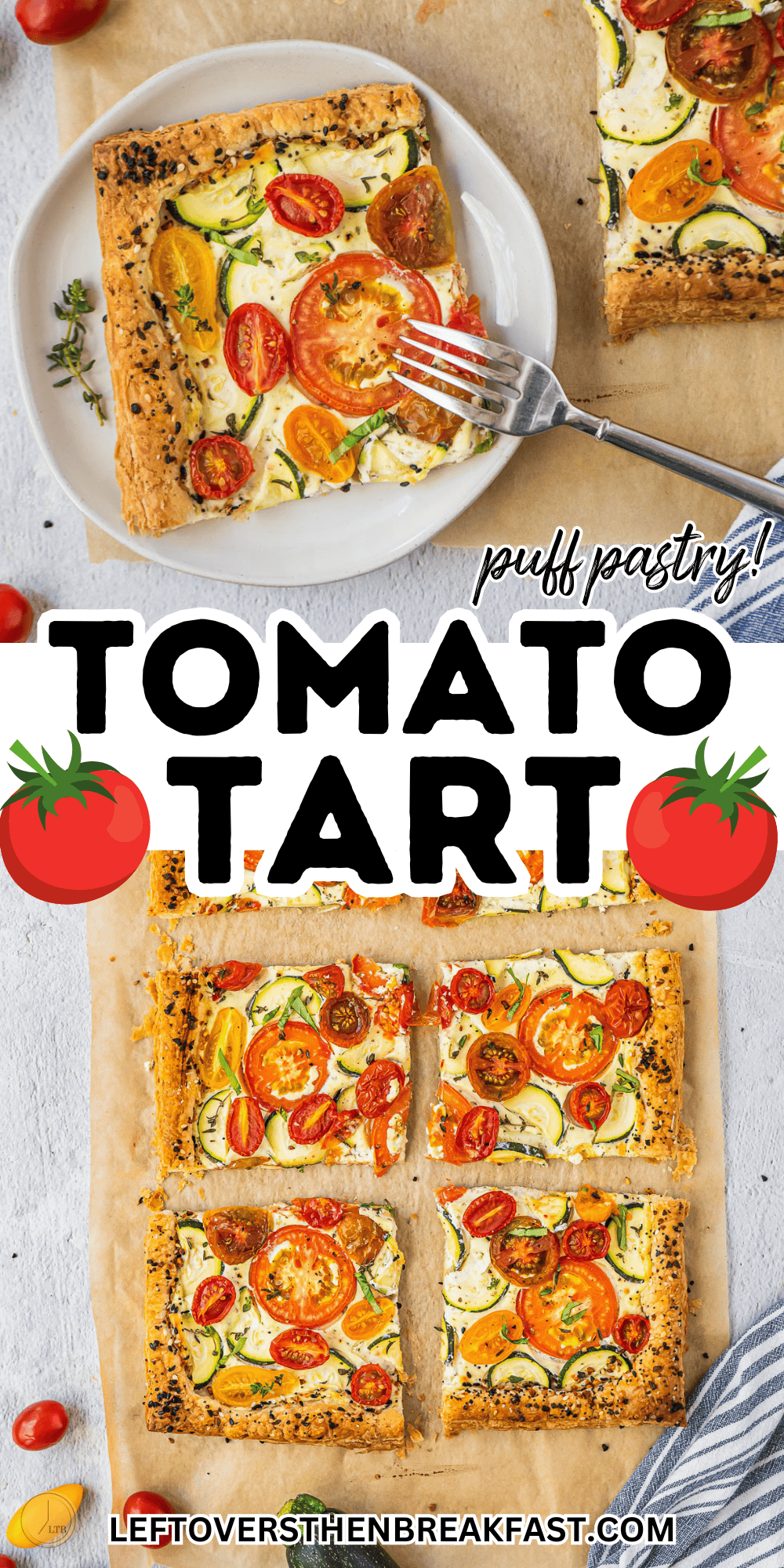 puff pastry tomato tart collage