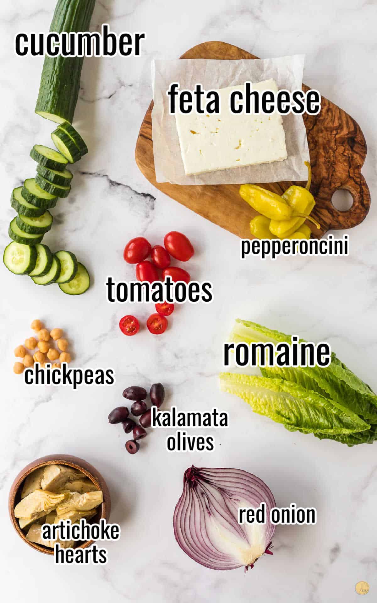 ingredients for a chopped Greek salad