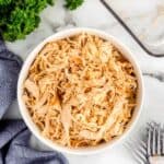 air fryer shredded chicken in a bowl