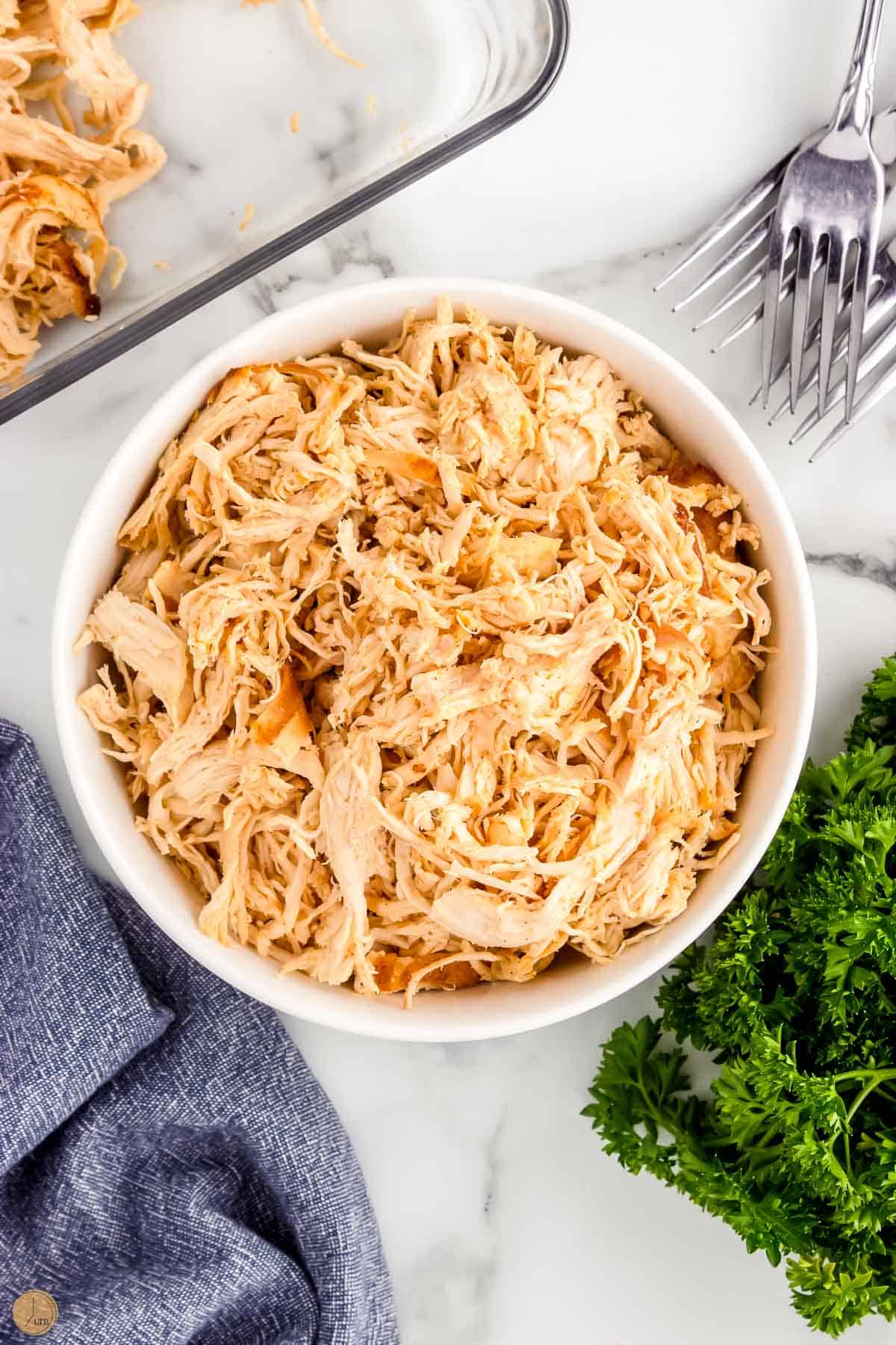 shredded chicken in a bowl