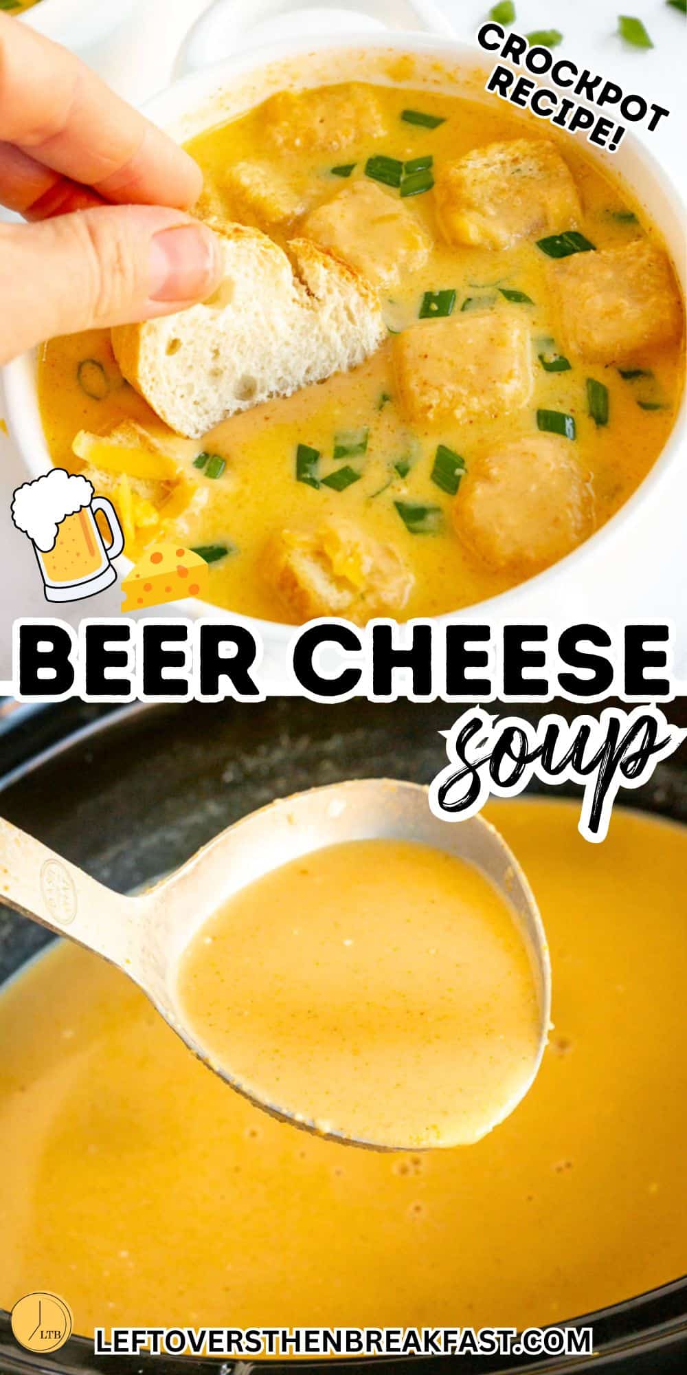 collage of beer cheese soup pictures
