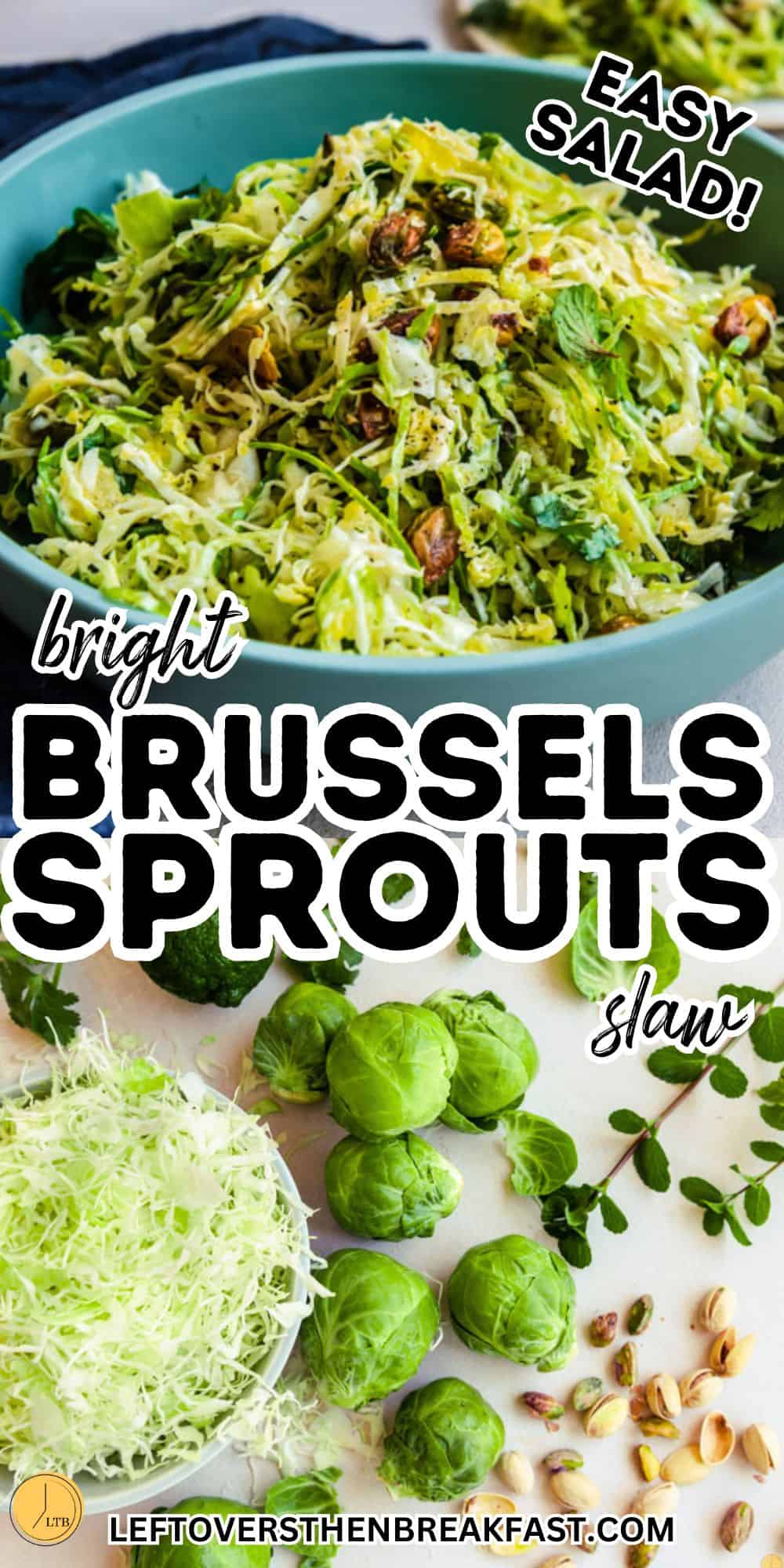 collage of brussels sprouts slaw pictures