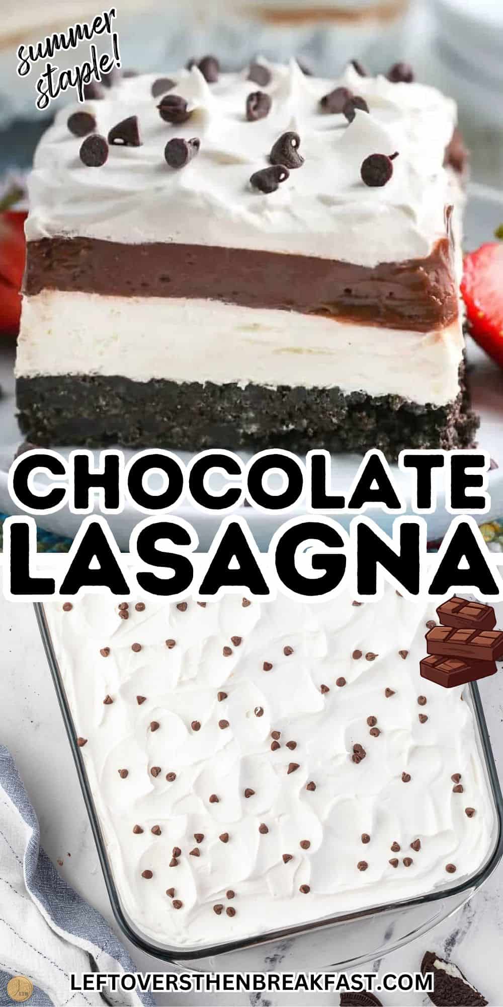 collage of chocolate lasagna pictures