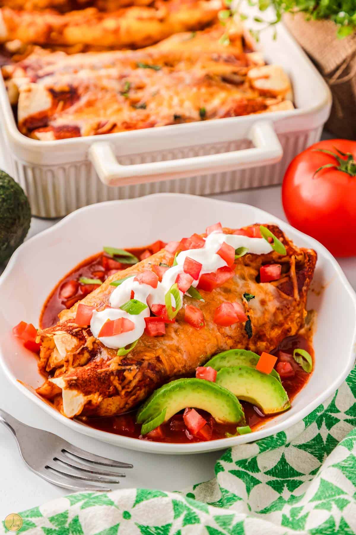 plate of chicken enchiladas the whole family will love