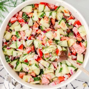 creamy cucumber tomato salad featured image