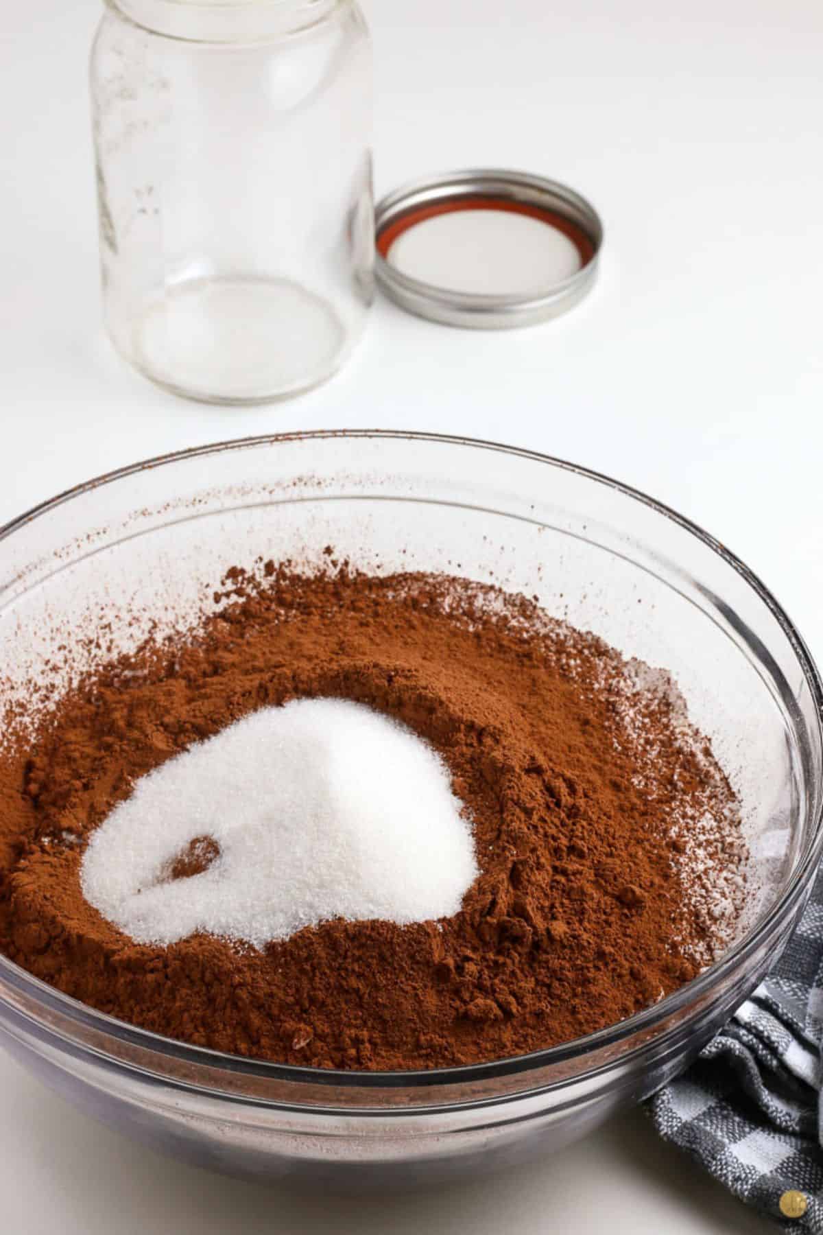 mix cocoa powder and sugar