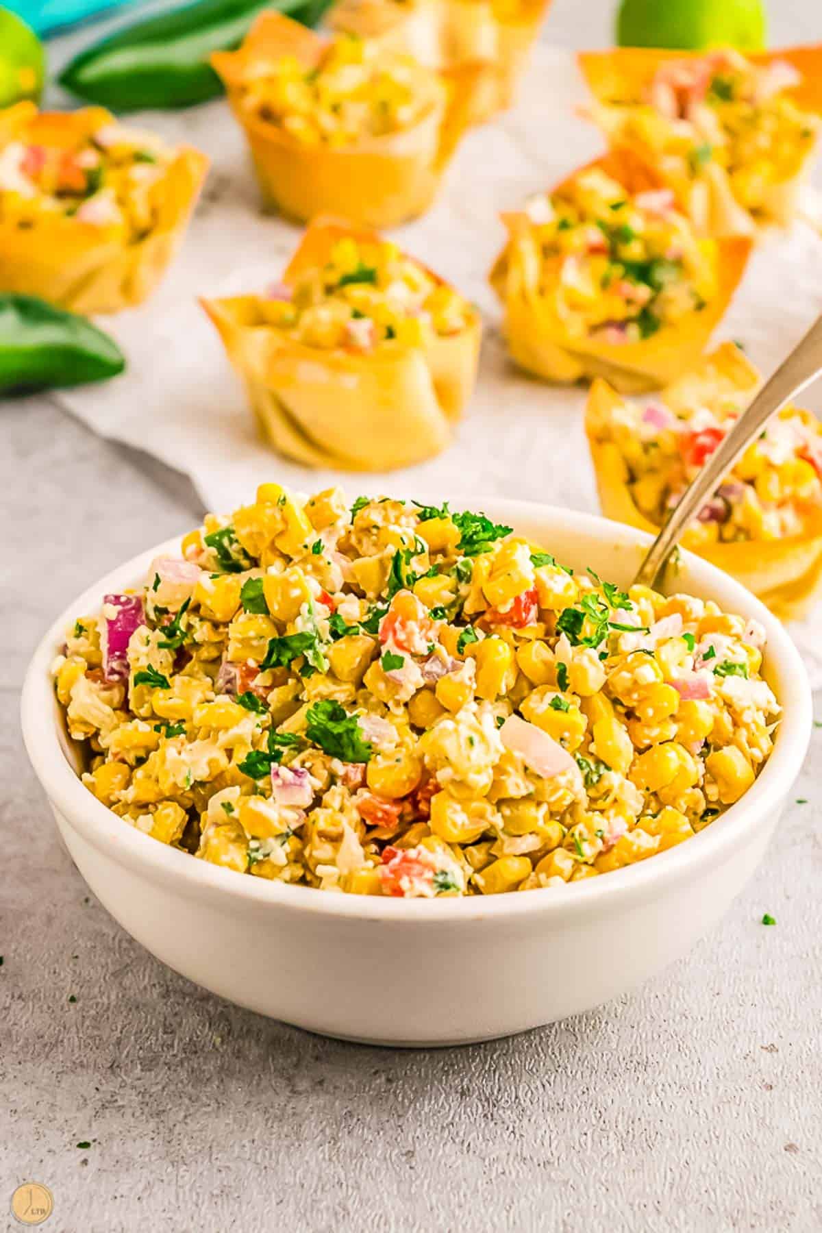street corn salad in a bowl