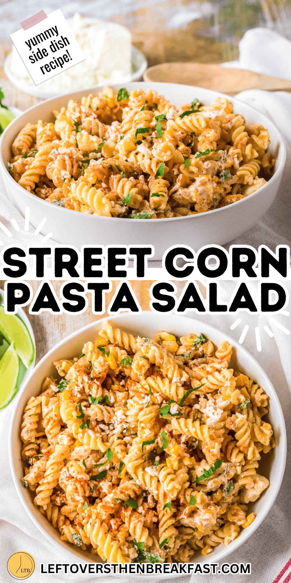pasta salad mixed with Mexican street corn