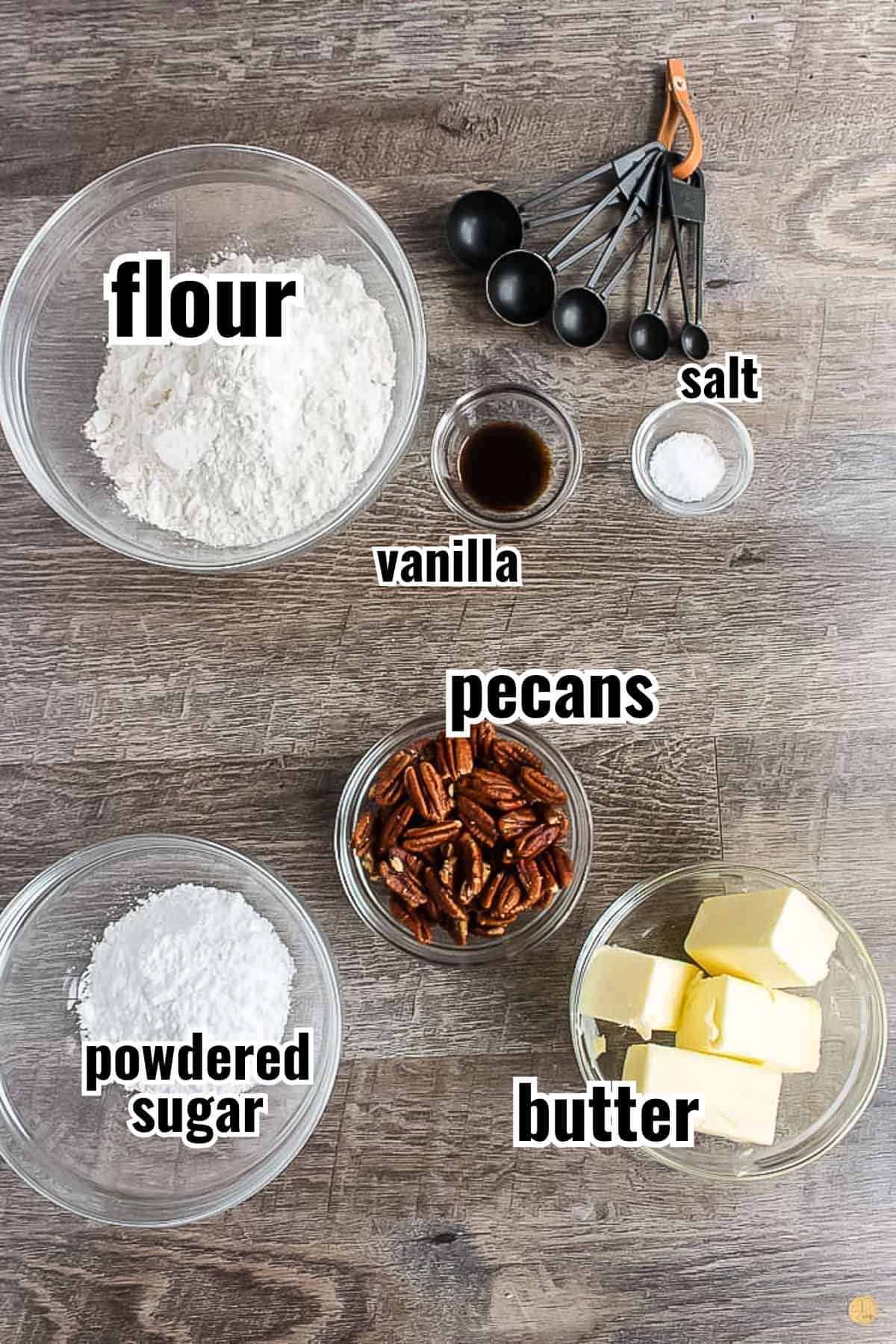 ingredients for snowball cookies