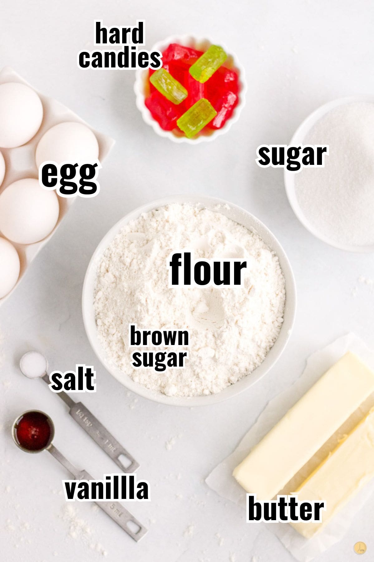 ingredients for ornament cookies