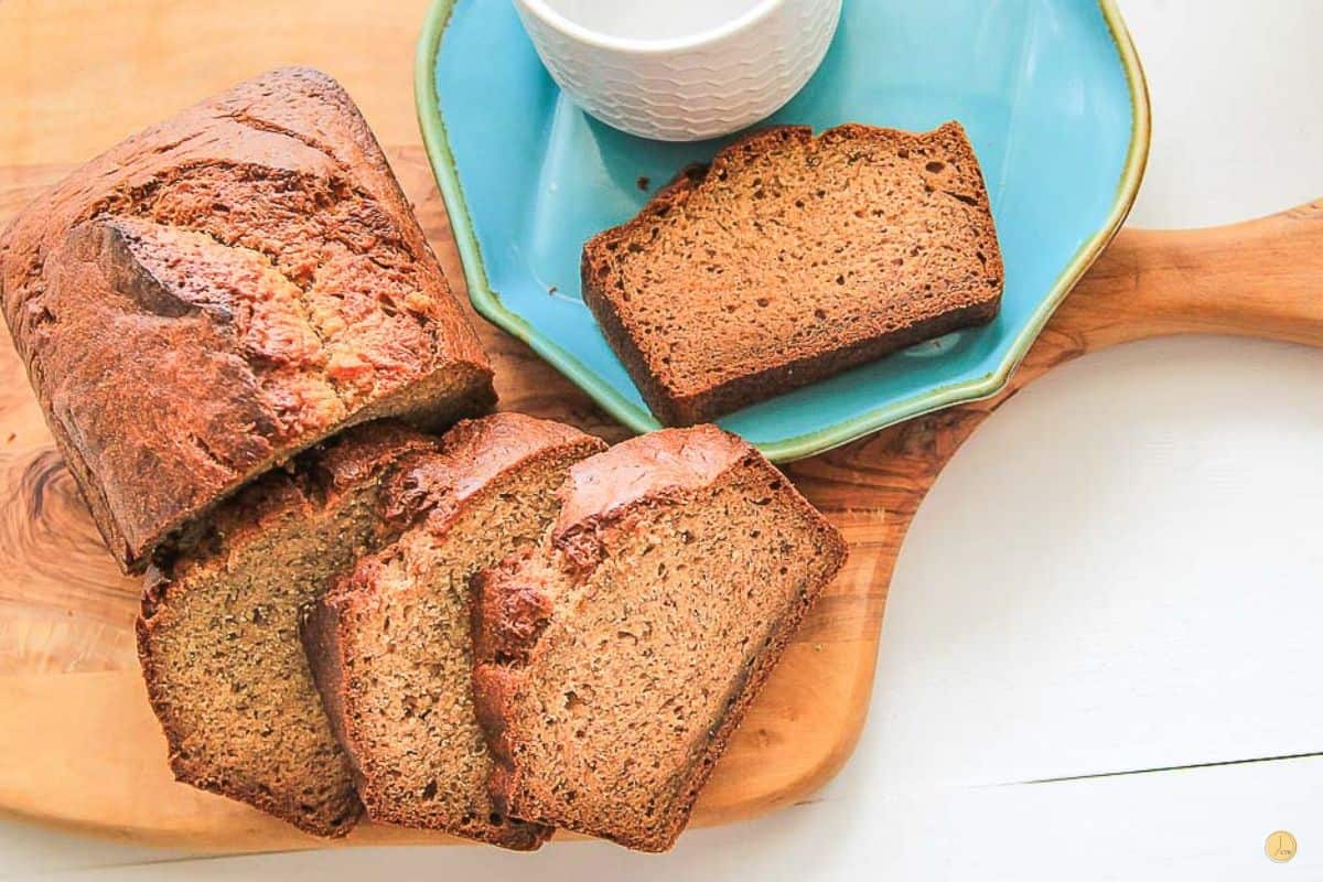 banana bread on a platter