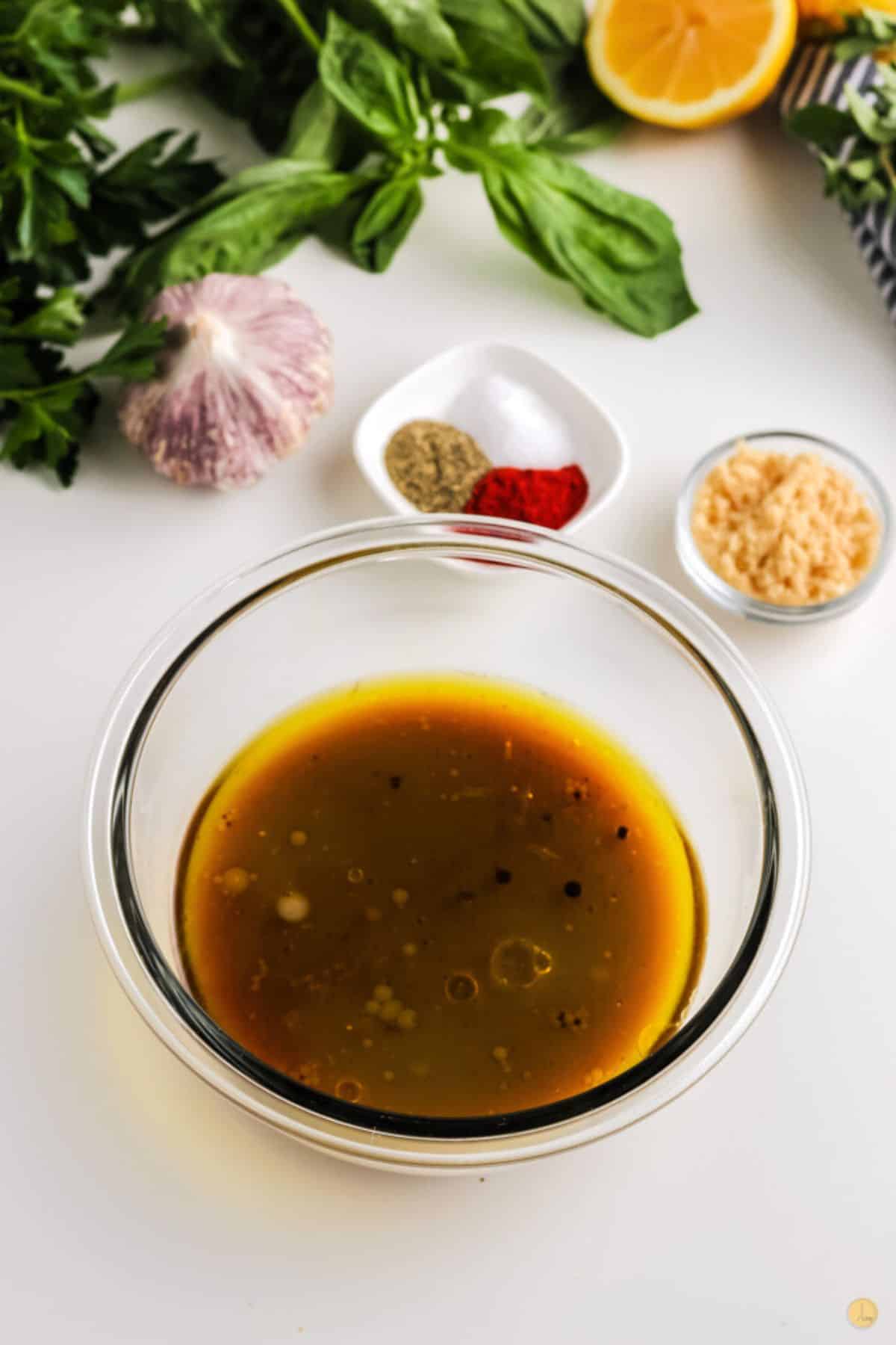 bowl of dressing for chicken