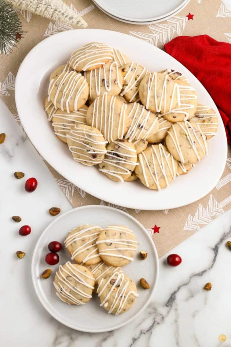 overhead picture of two platters of cookies