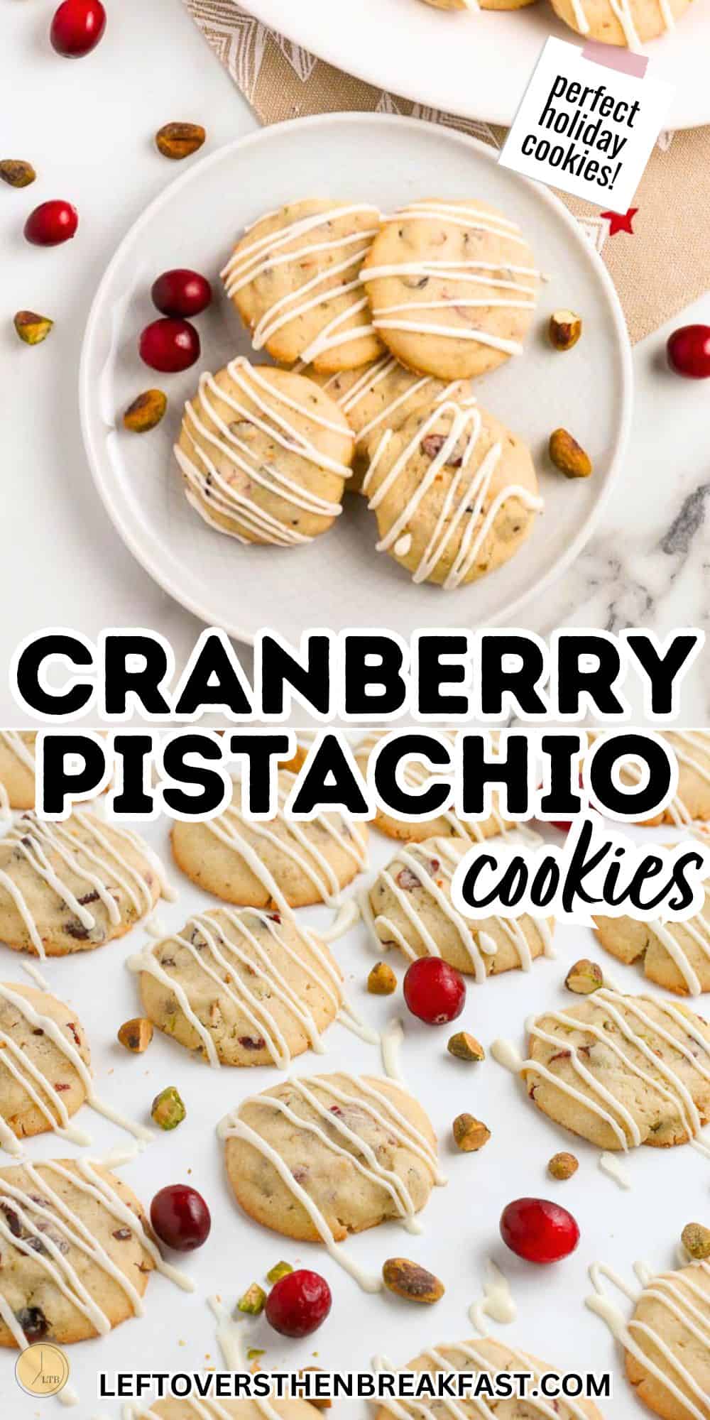 pinterest pin image of cranberry pistachio cookies