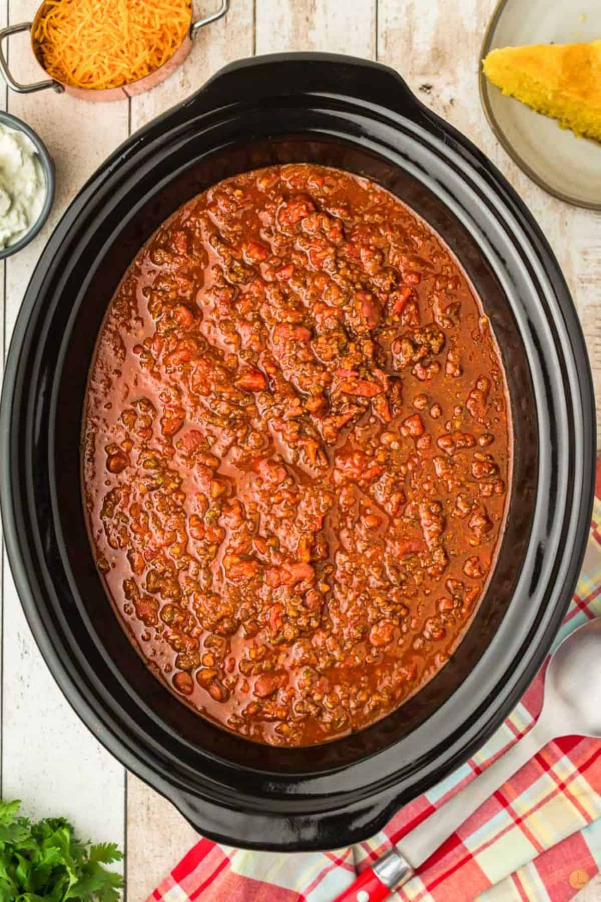 slow cooker of chili