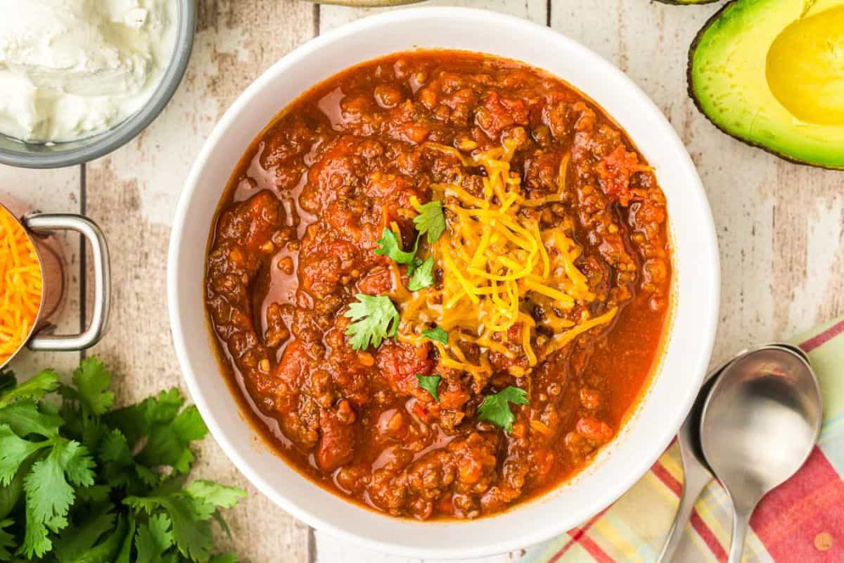 close up of bowl of meaty soup