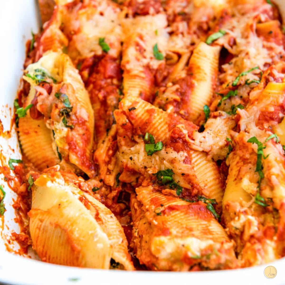 plate of vegetable stuffed shells