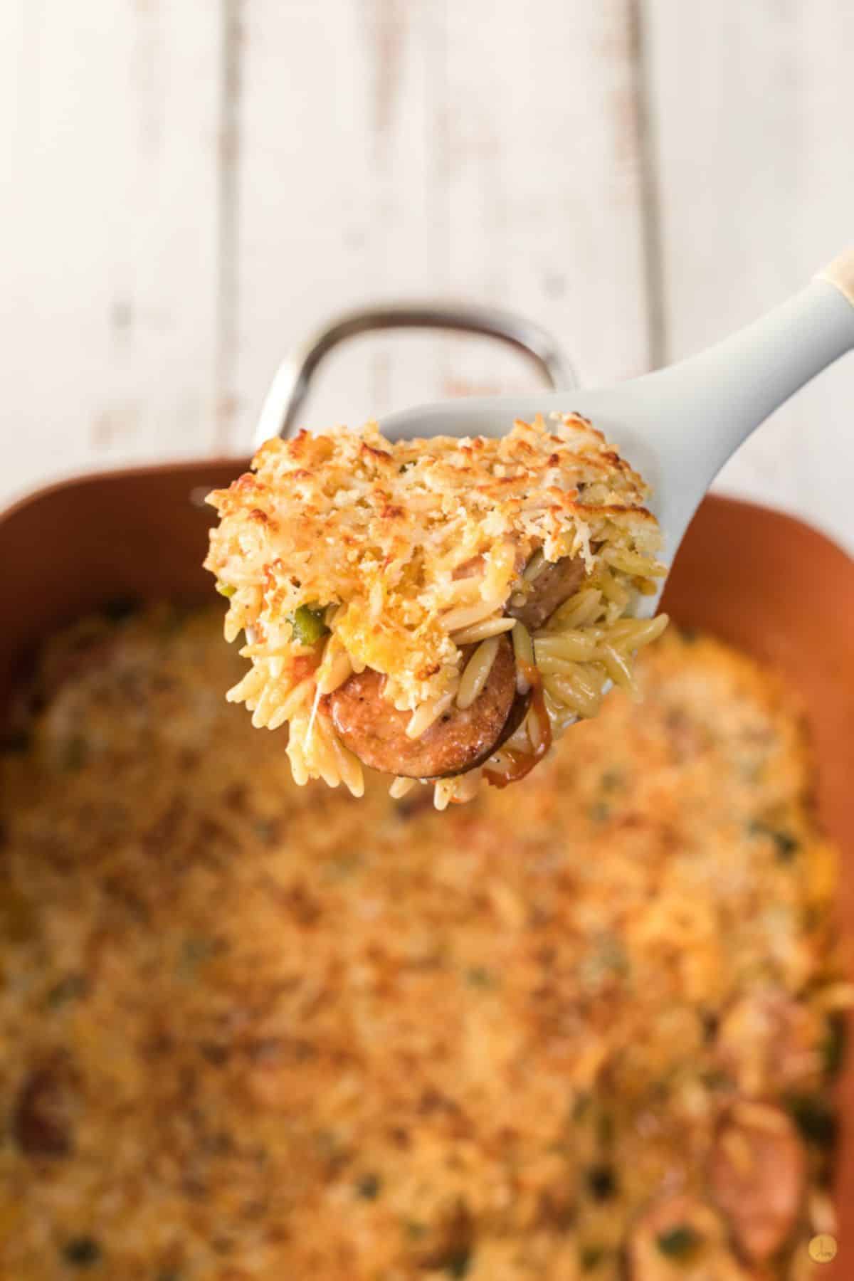 cajun sausage orzo skillet meal