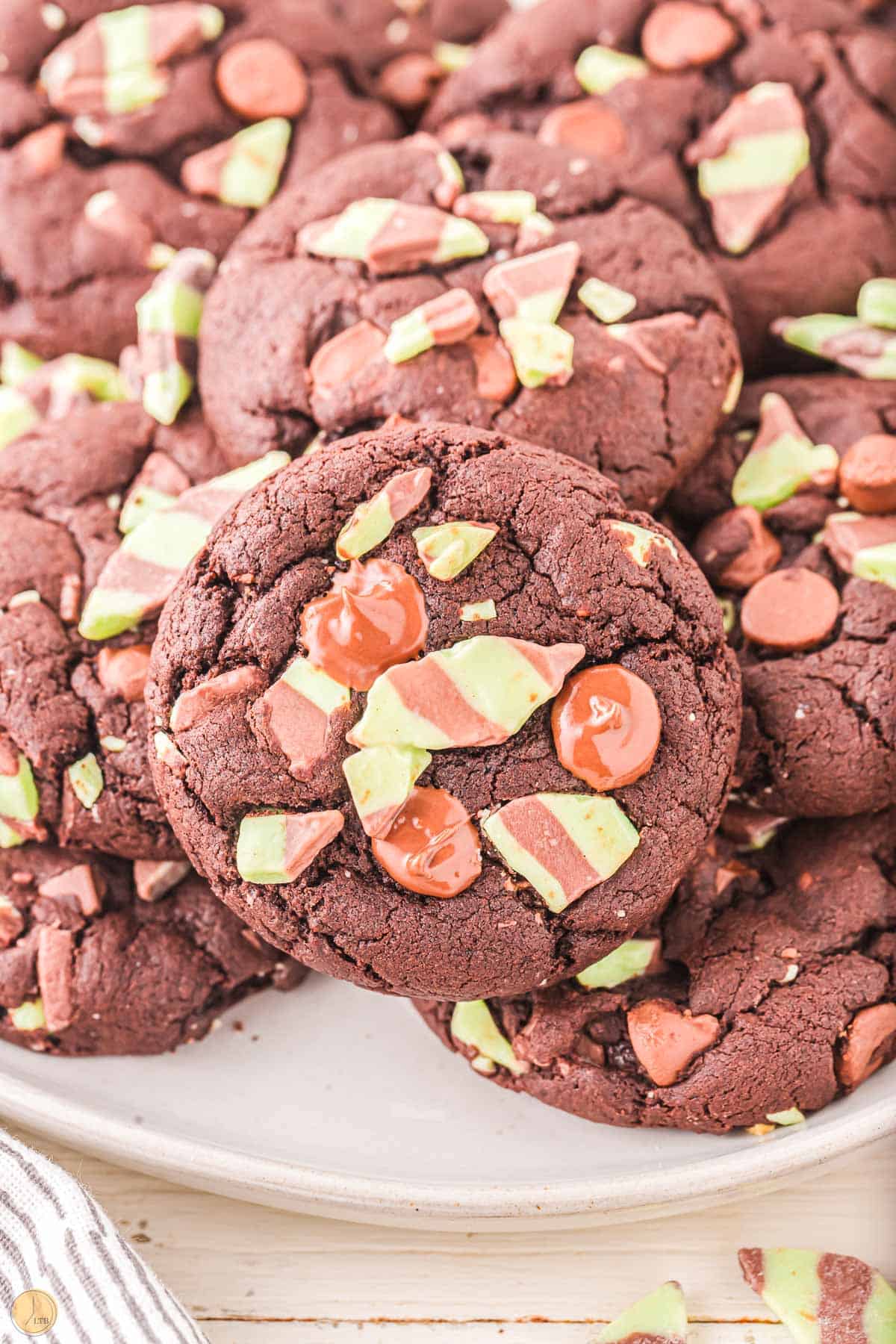 pile of mint chocolate chip cookies