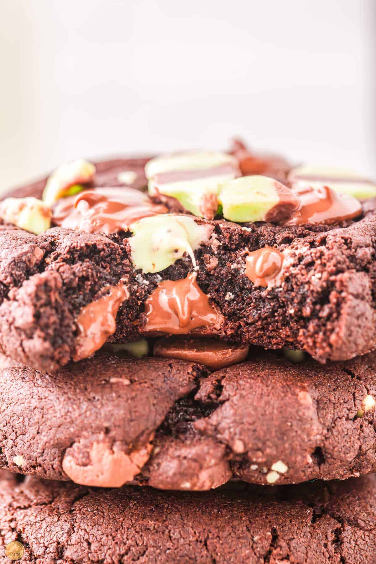 stack of chocolate mint cookies